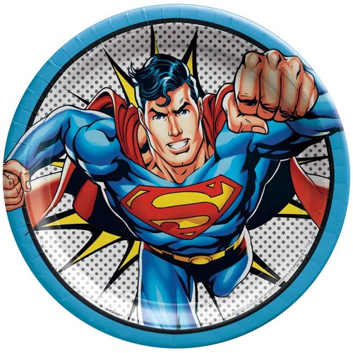 Justice League Superman Design Round Paper Plates-8pc