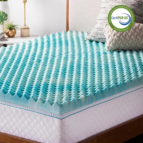 Linenspa Gel Memory Foam Mattress Topper - Reversible Egg Crate Design for Comfort - King Size