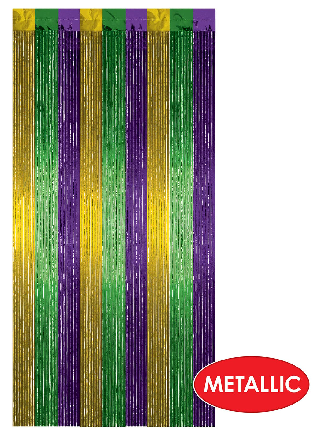 1-Ply FR Gleam 'N Curtain (gold, green, purple) Party Accessory  (1 count) (1/Pkg)
