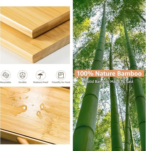 BAMBANG Extra Large Bread Box, Bread Box for Homemade Bread, Bamboo Wooden Bread Storage Container with Tool Holder & Handles & Window, Assembly Required(14.9" x 9.8" x 9.4") Natural
