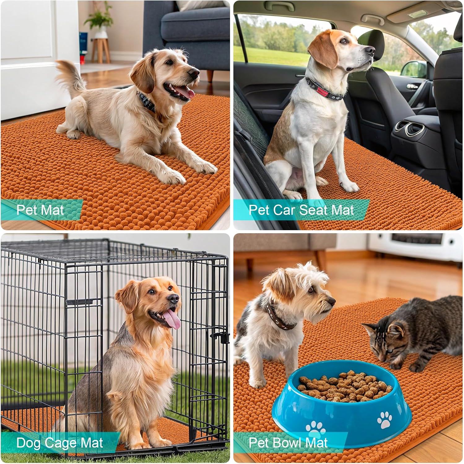 OLANLY Dog Door Mat - Absorbent Non-Slip Chenille Mat for Muddy Paws | 70x46, Quick Dry, Indoor Entryway Carpet in Clay