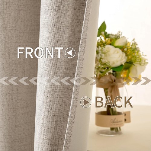 MIULEE Blackout Curtains - 100% Thermal Insulated Linen Textured Drapes | Taupe, 52 x 45 Inch (2 Panels)