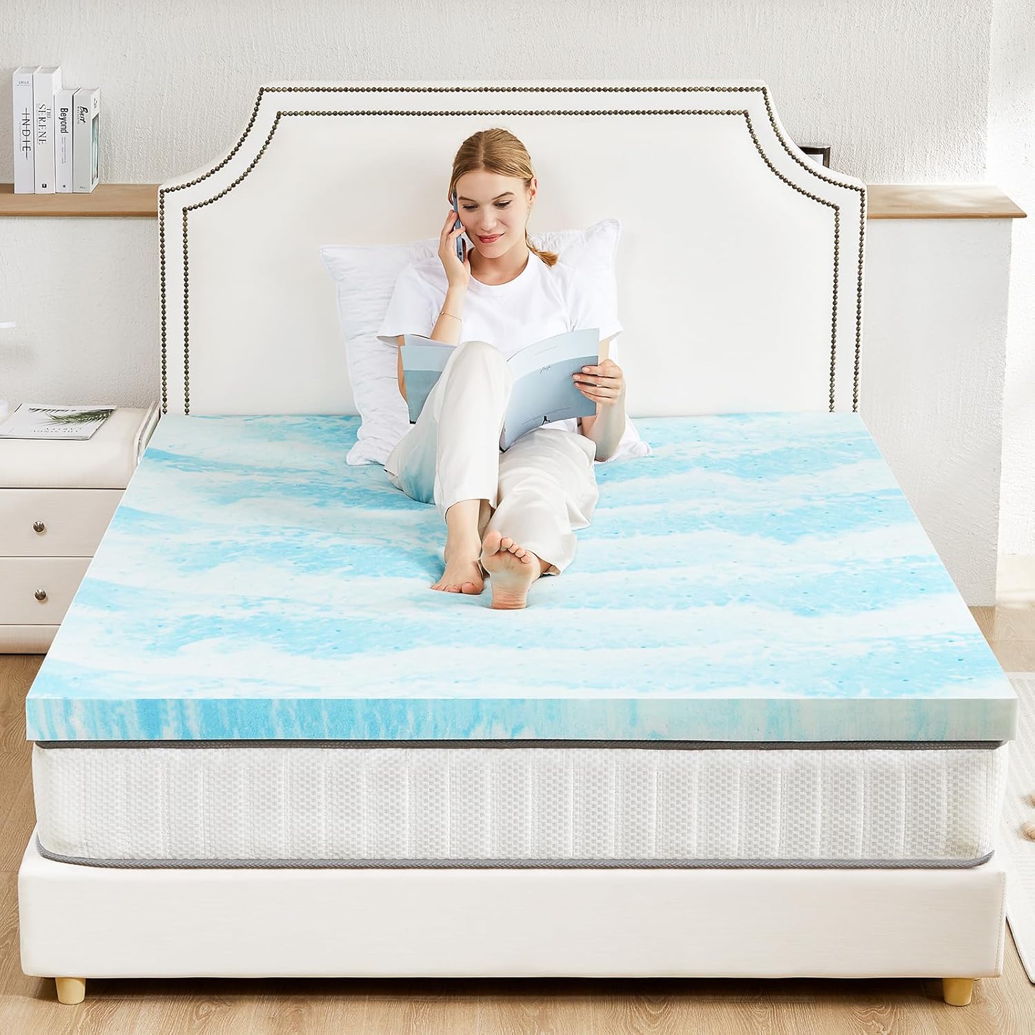 Sweetcrispy Mattress Topper - 2 Inch Thick Gel-Infused Memory Foam for Queen Size Bed | Cooling & Breathable