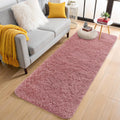 OLANLY Runner Rugs - Soft, Machine Washable Shaggy Carpet for Hallway & Bedroom | Pale Pink 2x8 ft