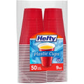 Hefty Disposable Plastic Cups, Red, 9 Ounce, 50 Count (Pack of 12), 600 Total