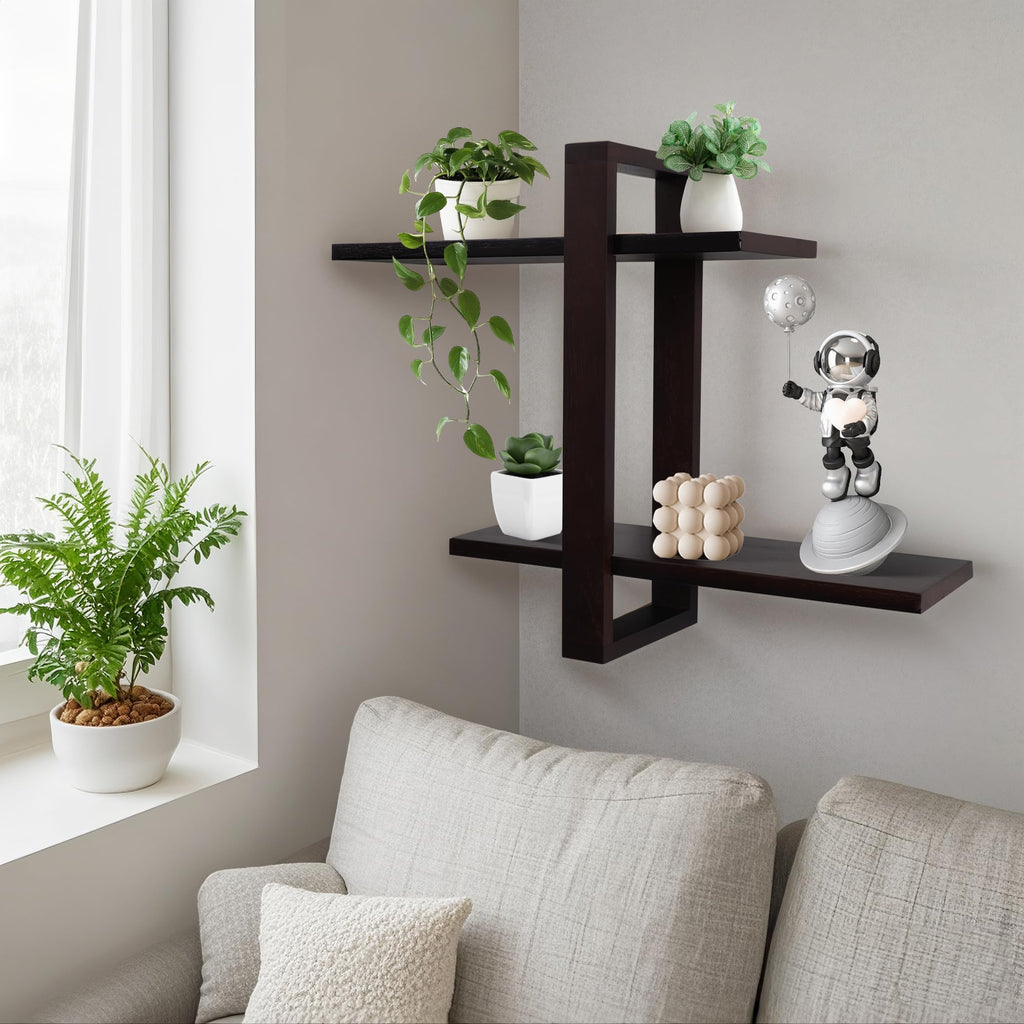 FURAOMEILI Floating Shelves for Wall,Wall Mounted Storage Display Shelves for Living Room,Bedroom, Bathroom, Kitchen,Office，Set of 2(Walnut)
