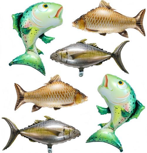 6Pcs Fish Balloons/O fishally One First Birthday/Realistic Carp Tuna Salmon Balloons/Gone Fishing Baby Shower Decorations/Let’s Go Fishing/Little Fisherman Fish Fest/Fishing Tournament Enthusiast Gift