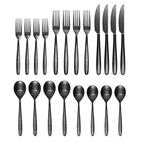 Oneida 894807 Storm Black 20 Piece Everyday Flatware Set, Service For 4, 3.11