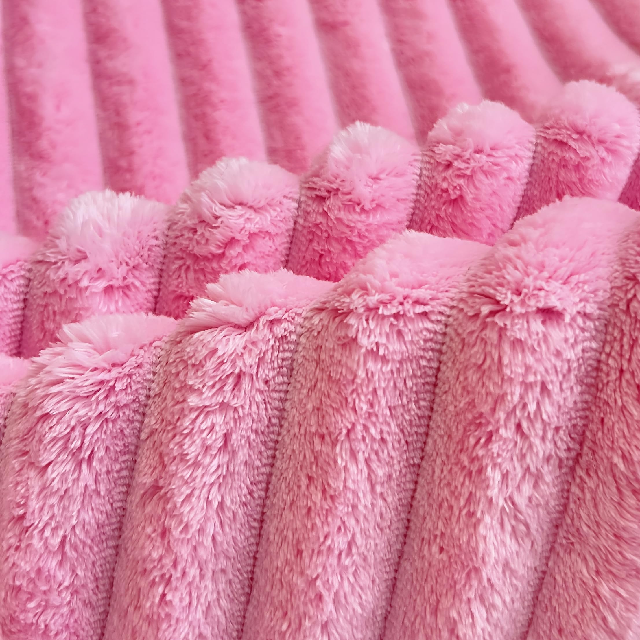 Light Pink Faux Fur Striped Plush Area Rug for Bedroom Living Room Sofa,8'x10' Fluffy Shaggy Rectangular Square Rug for Kids Teen Girls Room,Furry Carpet Rug for Nursery Baby Room