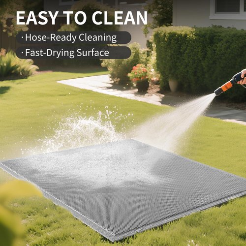 QiCaiJia Front Door Mat 24''x36'', Drainage Heavy Duty Dirt Trapping Non-Slip Doormats, Outdoor Rubber Floor Mats, Restaurant Commercial Kitchen Industral Pool Entrance Bar Wet Area, Grey
