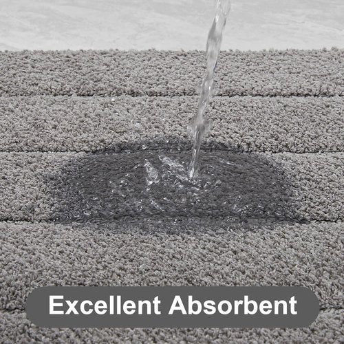 LOCHAS Long Bathroom Rugs Runner, 24" x 60" Large Bath Rug Non Slip Washable, Absorbent Microfiber Bath Mat Luxury Soft, Cozy Bathroom Runner Rug for Shower Quick Dry, Grey
