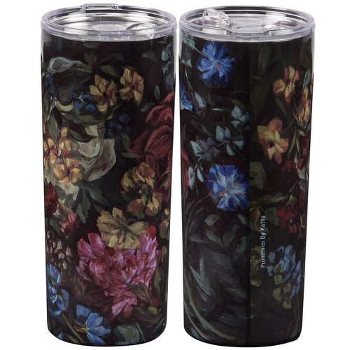 Primitives by Kathy 20 oz Stainless Steel Coffee Tumbler with Full Wrap Around Hand Painted Moody Florals