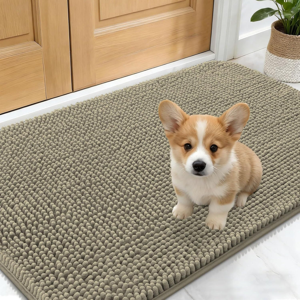 OLANLY Dog Door Mat - Absorbent Non-Slip Washable Doormat for Muddy Paws | 24x16 Warm Taupe