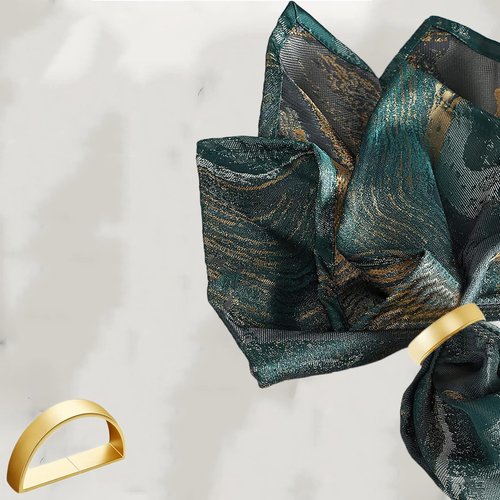 8 Pcs Matt Gold Napkin Rings - Metal Napkin Ring,Stainless Steel Napkin Rings for Table Settings Wedding Christmas Party Dinner Table(Semicircle)