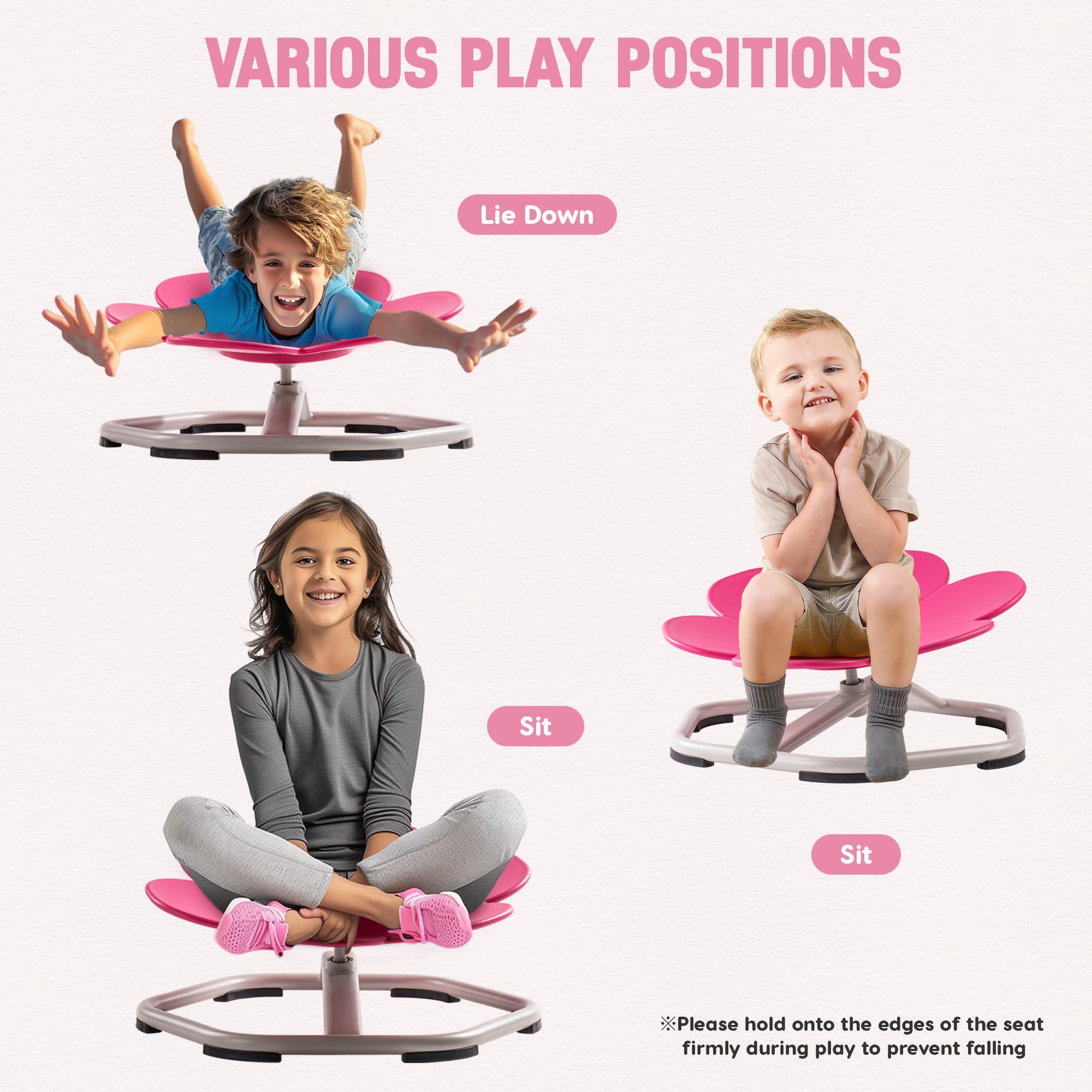 ROBOTIME Kids Sensory Swivel Chair, Autism Spinning Chair for Kids Sensory with Non-Slip Design, Training Body Coordination, No Assembly (Pink)