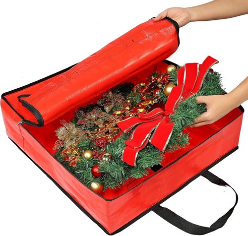 HOMEST Wreath Storage Organizer - Durable Zipper Bag with Reinforced Handles | 30" Dust & Pest Protection