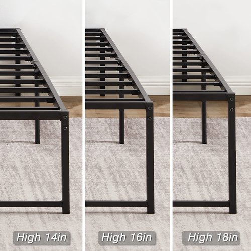 VECELO 18" Metal Platform Tall Bed Frame,Mattress Foundation/No Box Spring Needed/Heavy Duty Steel Slat Support (Full Size)
