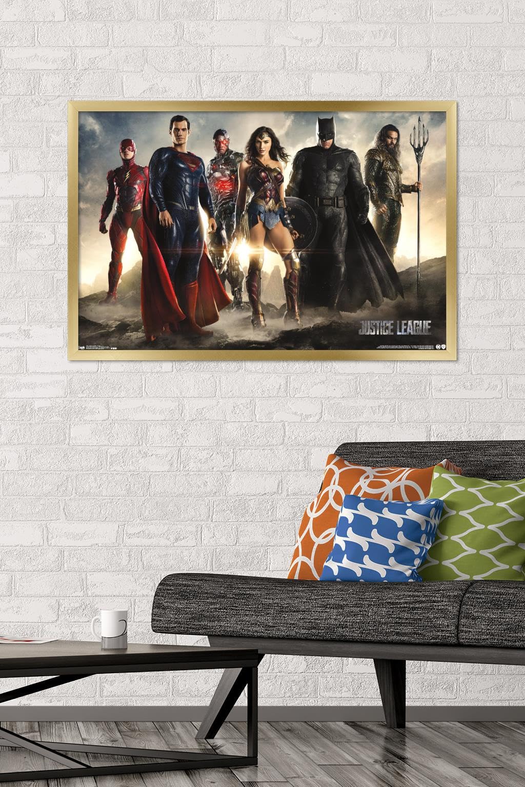 Trends International DC Comics Movie - Justice League - Group Wall Poster, 22.375" x 34", Gold Framed Version
