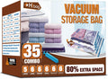Skiennix Vacuum Storage Bags - Space Saver 35-Pack for Clothes, Bedding & Comforters | Durable & Reusable