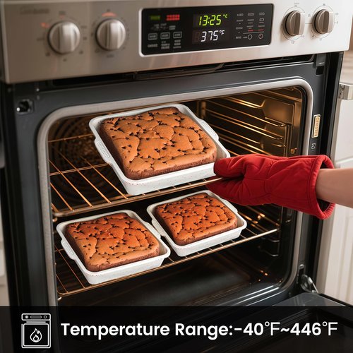 Vinino 8 x 8 Inch Silicone Square Brownie Cake Pan with Metal Reinforced Frame Set of 2, Nonstick Silicone Brownie Pans BPA Free Suitable for Making Cakes, Brownies, Bread