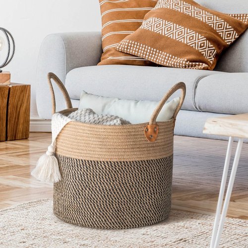 CHICVITA Wicker Laundry Basket - Stylish Storage Solution With Handles | 14" X 14" X 12" for Toys, Clothes, and More