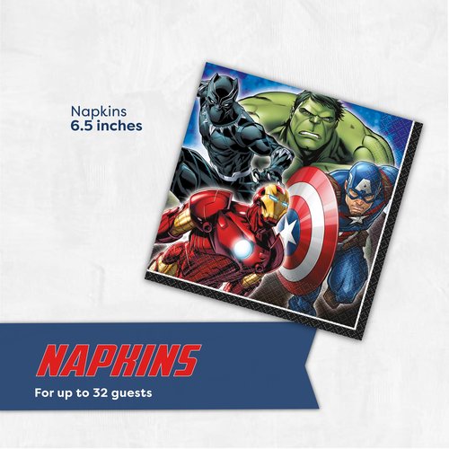 Avengers Plates and Napkins for 32 Guests | Avengers Birthday Decorations for Superhero Party | Officially Licensed