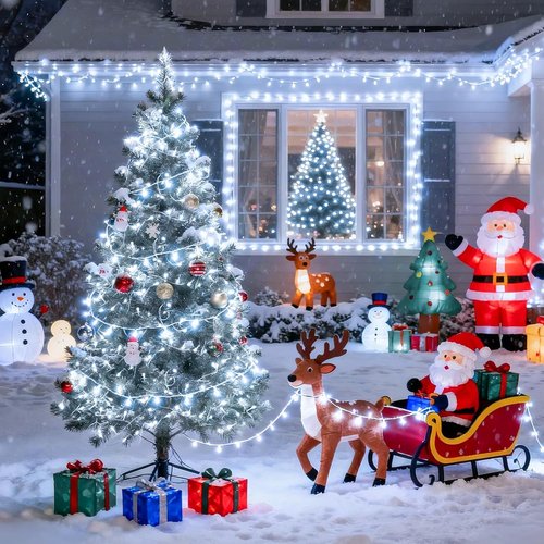 JMEXSUSS 33ft LED White Christmas Lights - 8 Modes Twinkle Fairy String Lights | Waterproof Indoor/Outdoor