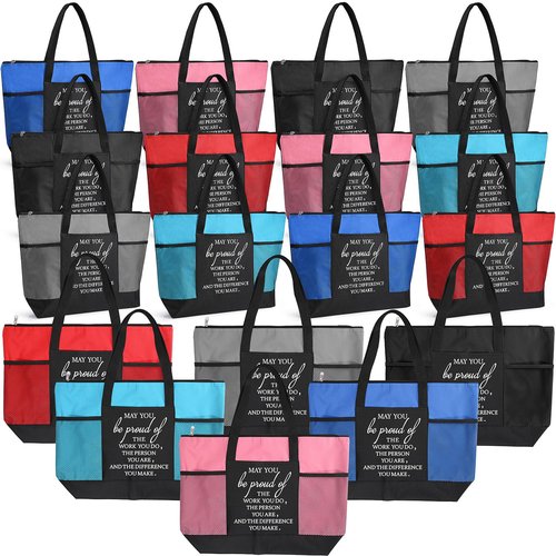 Paterr 18 Gifts Bag Bulk for Women Men Canvas Tote Bag Appreciation Tote Inspired Gifts for Nurse Doctor Coworker Teacher Team (Classic)