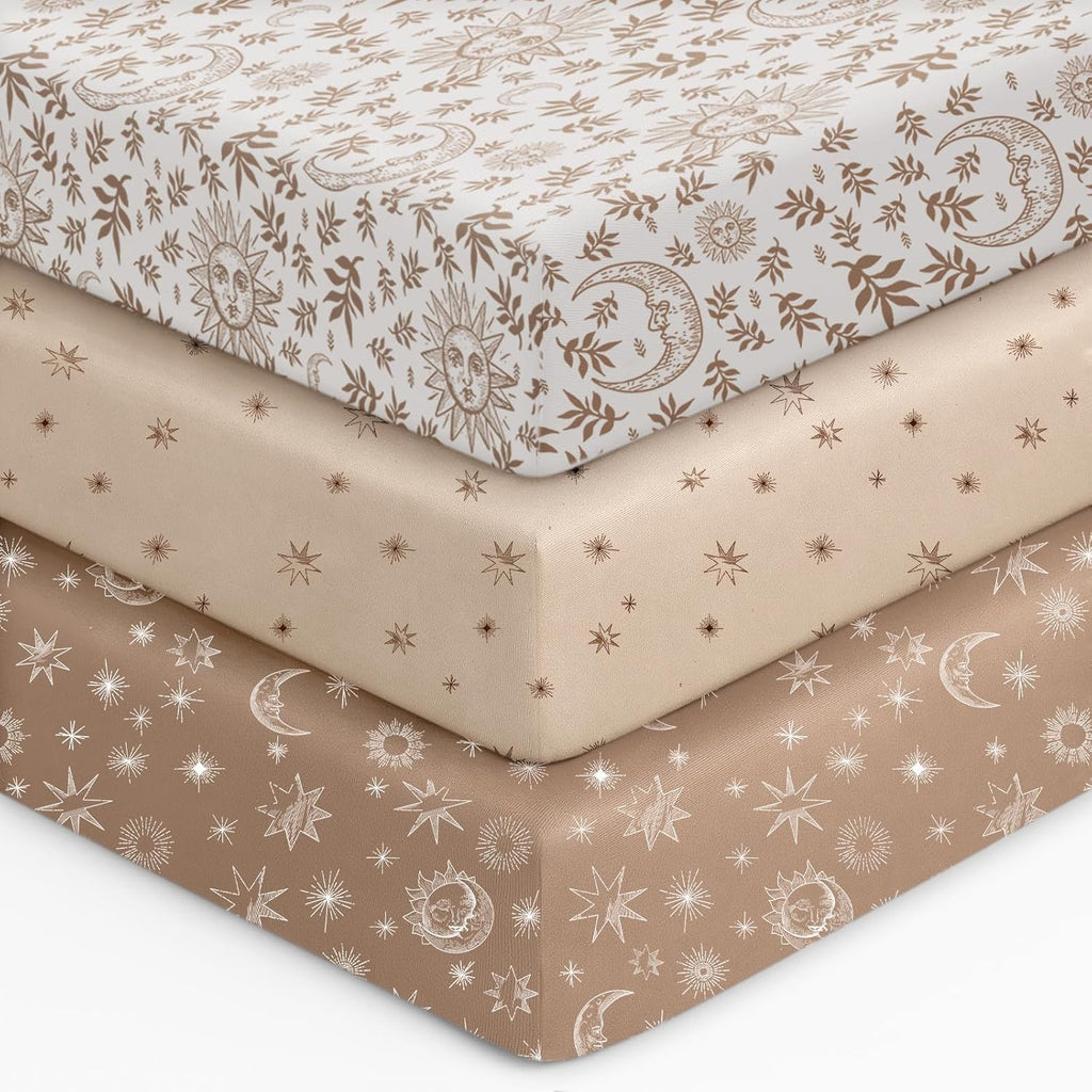 Unnivoll Baby Crib Sheets - Soft Microfiber Fitted Sheets for Standard Crib | 3-Pack, Neutral Colors