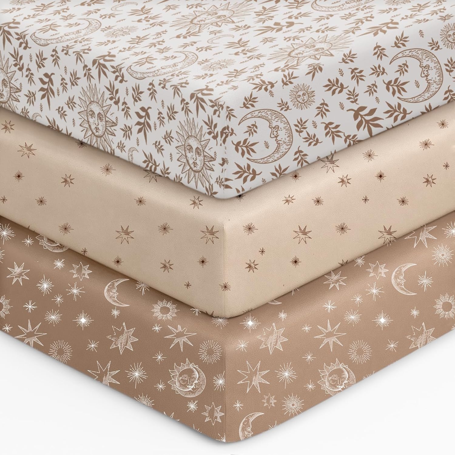 Unnivoll Baby Crib Sheets - Soft Microfiber Fitted Sheets for Standard Crib | 3-Pack, Neutral Colors