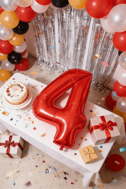 Laser Red Number 5 Balloon - 40 Inch Birthday Decoration for 5th Birthday Parties