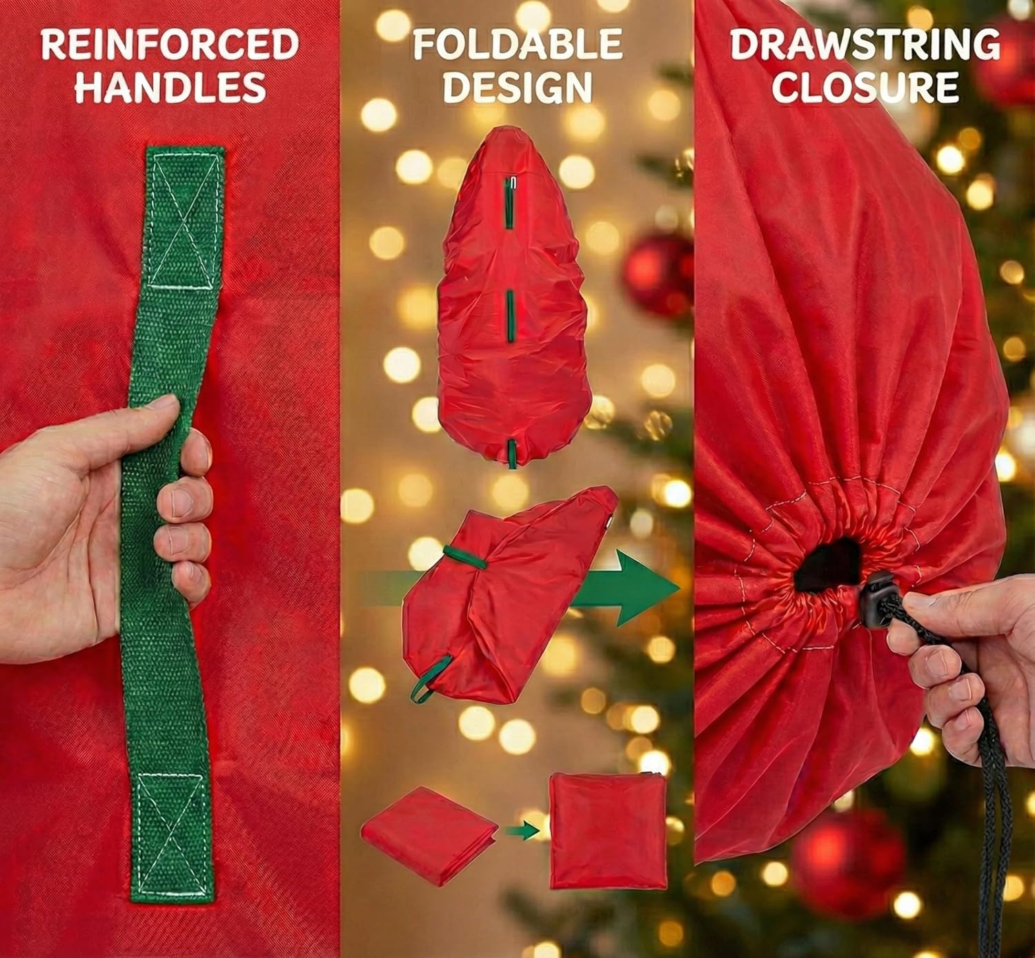 Upright Christmas Tree Storage Bag - Durable Dustproof Cover for 5 Ft Artificial Trees | Easy to Use, Red