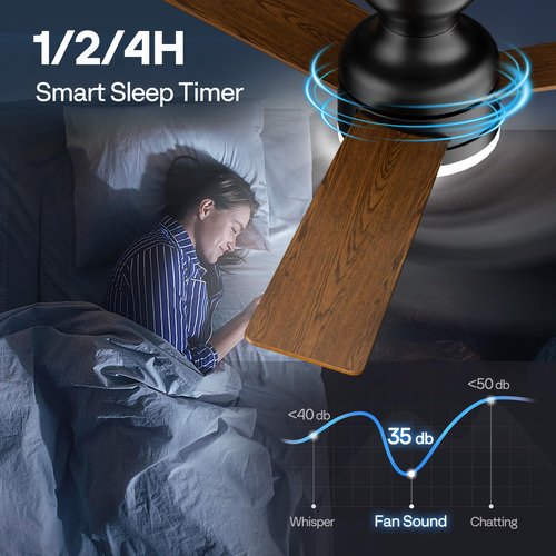 VIVOHOME Ceiling Fans with Lights, 42 inch Low Profile Ceiling Fan with Light and Remote, Flush Mount for Bedroom, Living Room, Garage, 6+1 Speeds, 3CCT, Dimmable, Timer, Quiet Reversible, Black