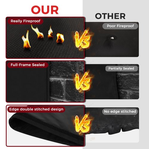 NABOWAN Magnetic Fireplace Cover Easy Install - Indoor Fireplace Blanket to Block Cold Air Reduce Energy Costs, Fireplace Draft Stopper with Full Frame Hook & Loop and Built-in Magnets (32 x 36 Inch)