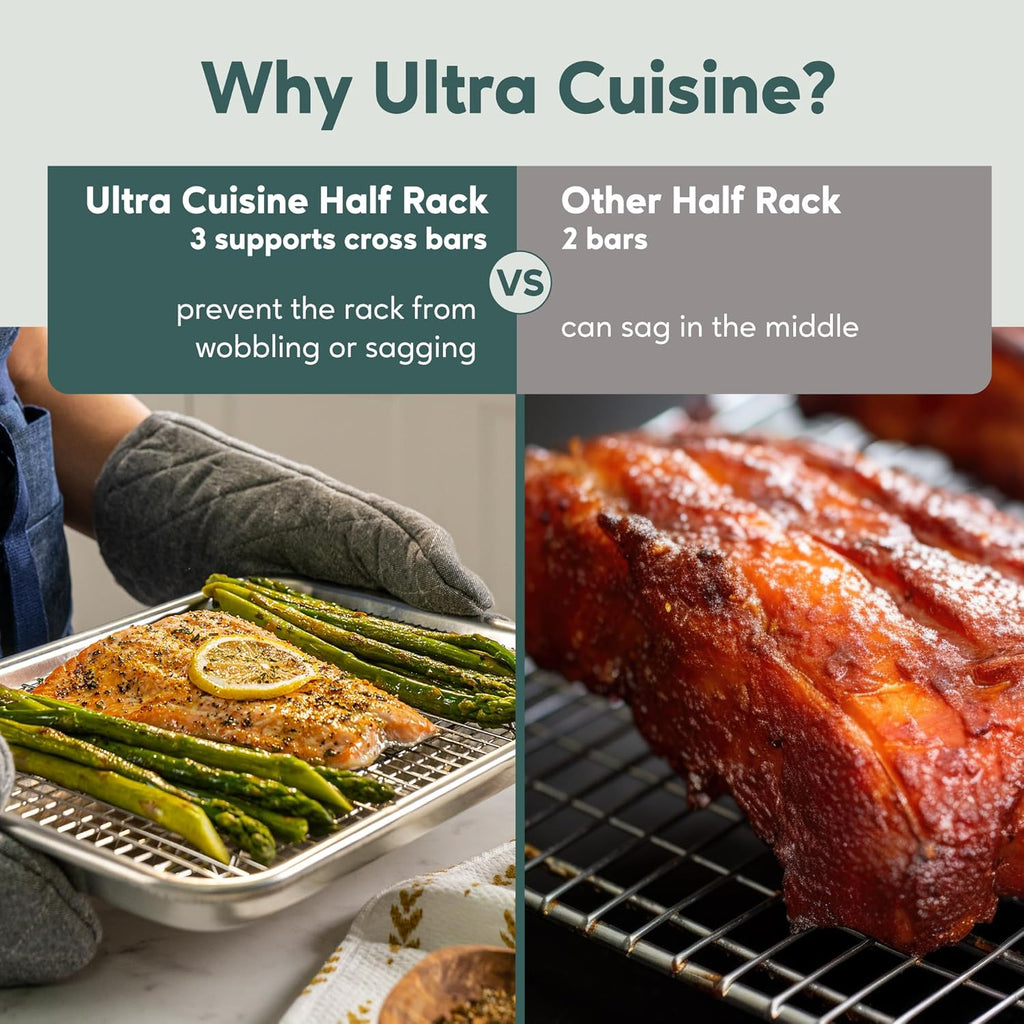 Ultra Cuisine Stainless Steel Cooling & Baking Rack Set - Oven & Dishwasher Safe - Heavy Duty - 8.5x12 Inches - Set of 2