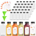 OBKJJ 80pcs 8oz Pcs Juice Bottles, Juice Bottle with Caps Reusable Empty Clear Bottles with Label, Funnel, Brush Bulk Beverage Containers for Juicing, Drinking, Smoothie and Other Beverages (8oz)