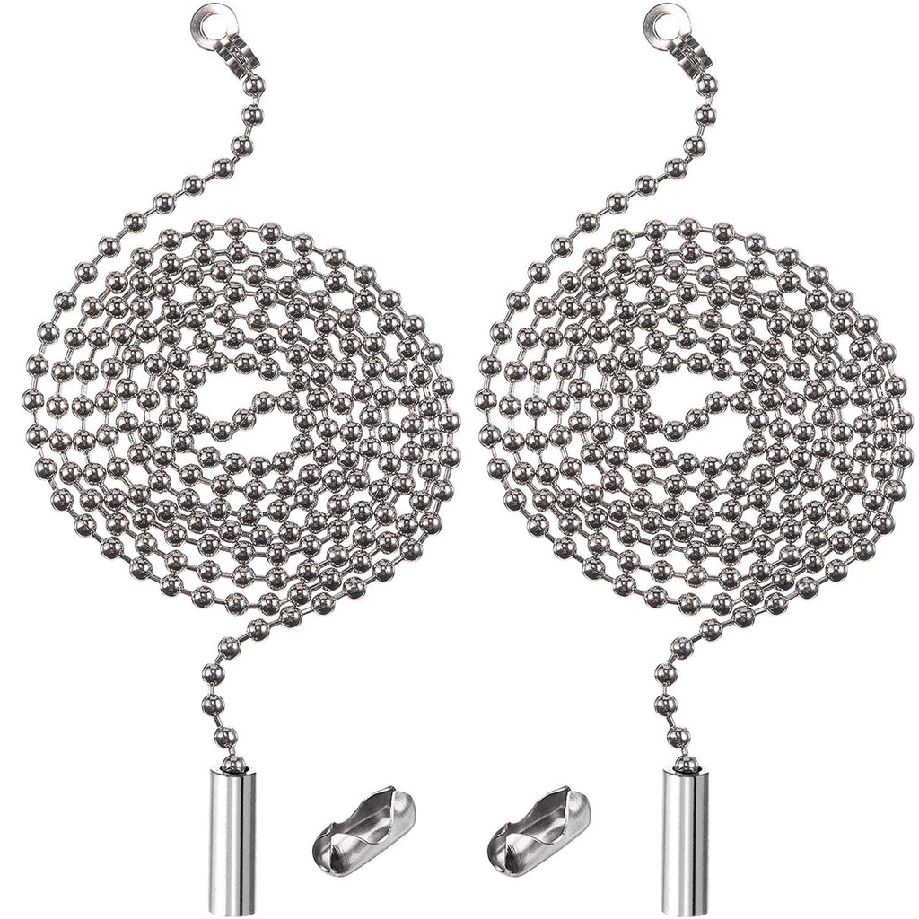 Shappy 2 Pack Steel Beaded Ball Pull String Extension Chain with Connector for Ceiling Fan Light Fixture Light Bulb Switch Chain Extender, 1 Meter Length