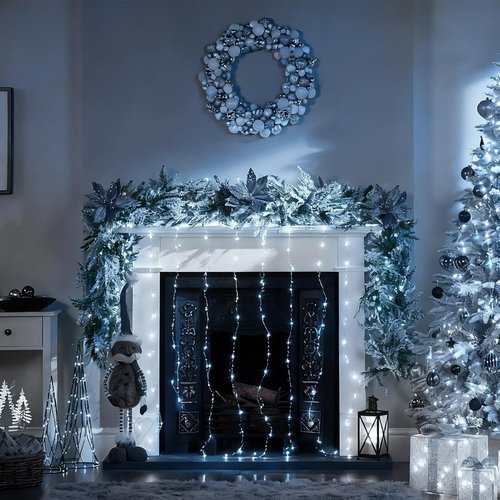 FUYO 300 LED Window Curtain String Lights - Waterproof Fairy Lights with 8 Modes for Bedroom, Party & Wedding Decor (White)