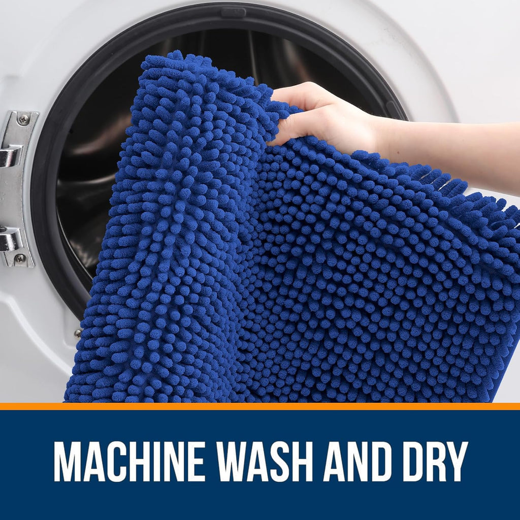 OLANLY Large Bathroom Rugs - Extra Soft Chenille Bath Mats | Quick Dry, Machine Washable, 45x27, Royal Blue