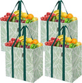 BALEINE Reusable Grocery Bags - Heavy Duty Foldable Tote with Reinforced Bottom | Antique Foliage - 4 Pack