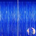 Blue Tinsel Backdrop Streamers - 2 Pack Ocean Party Decorations for Birthdays & Weddings