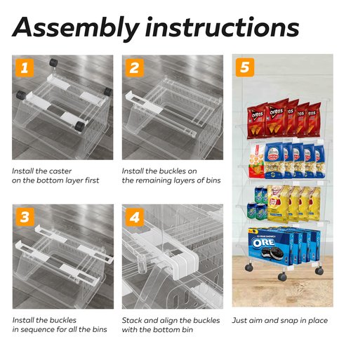 TidyFriend Plastic Stackable Storage Bins Clear - 4 Pack Large Open Front Bins For Toy Organizers and Pantry, Kitchen, Bathroom Essentials
