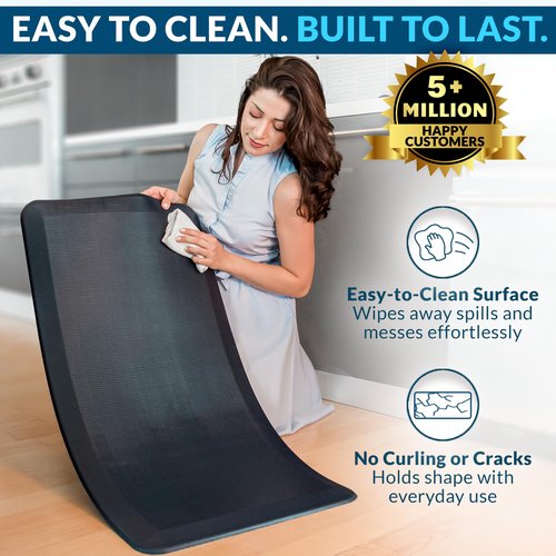 ComfiLife Anti Fatigue Floor Mat – 3/4 Inch Thick Kitchen Mats for Floor, Standing Desk Mat, Kitchen Rug – Comfort at Home, Office – Durable – Stain Resistant – Non-Slip Bottom (24" x 70", Black)