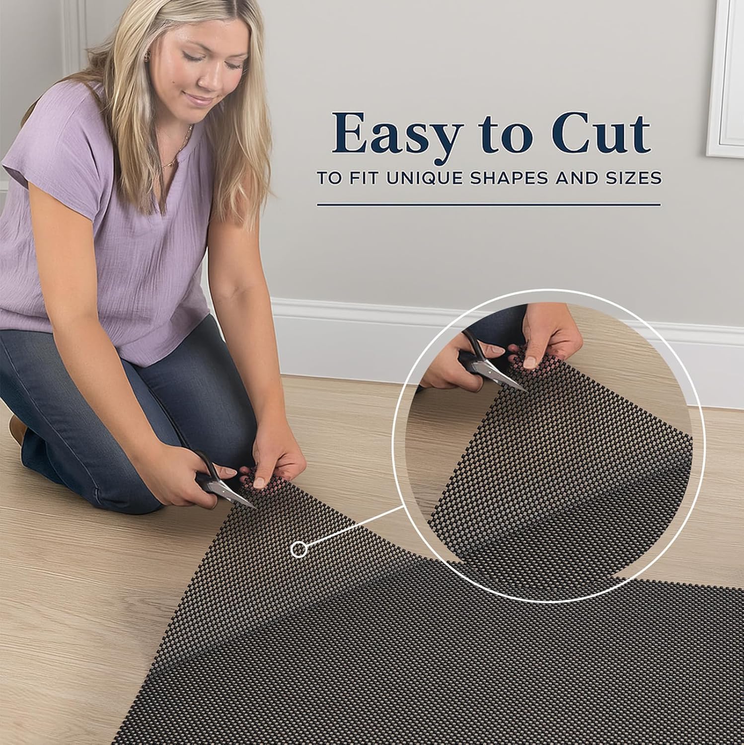Veken Rug Pad Gripper - Non-Slip 8x10 Ft Mat for Hardwood & Tile Floors - Thick Anti-Skid Protection