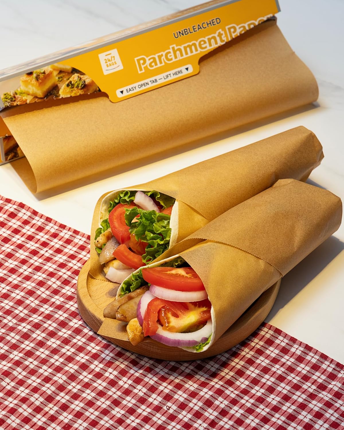 24/7 Bags Parchment Paper Roll - Non-Stick, Food Safe, 300 Sq Ft, 12" Wide | Perfect for Baking & Cooking
