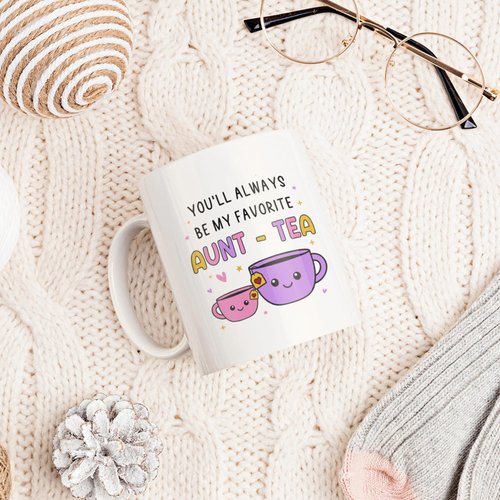 FUNITZ Gifts For Aunt, Auntie My Favorite Aunt-tea Gift, Funny Best Aunty Mug - Perfect Birthday, Christmas Gifts For Auntie From Niece, Nephew