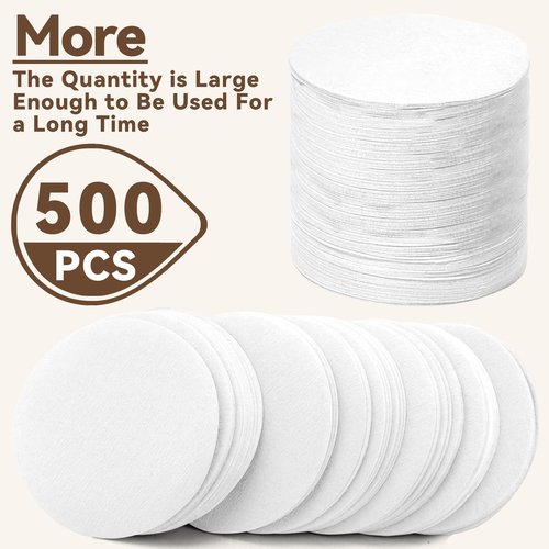 Coffee Filters Compatible with OXO Cold Brew Coffee Maker, 500 Pcs White Round Filter Paper for OXO 32 Ounce ＆ Compact Cold Brew Maker