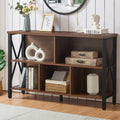 HOMISSUE Cube Storage Organizer Shelf, Rustic Horizontal Bookshelf with 5 Cubes, Industrial Short Wide Bookcase with 3 Tier Shelves, Low and Long Cubby Bookshelf for Living Room, Office, Brown