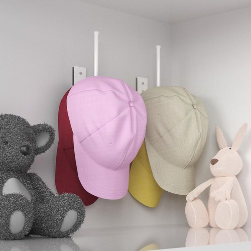 Durmmur Hat Racks - 4 Pack Stainless Steel Baseball Cap Organizer with Strong Adhesive | White 6 in