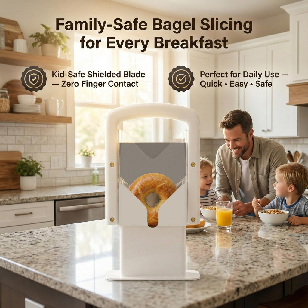 Adaptive Bagel Slicer for Seniors & Limited Mobility – Easy Grip Safety Cutter for Steady Hands – One-Handed Kitchen Aid for Tremors & Weak Grip